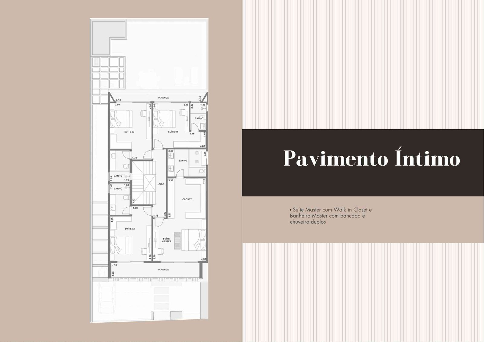 Planta do pavimento multiuso do Collection Santa Helena com sala íntima, banheiro e terraço com previsão para hidro.
