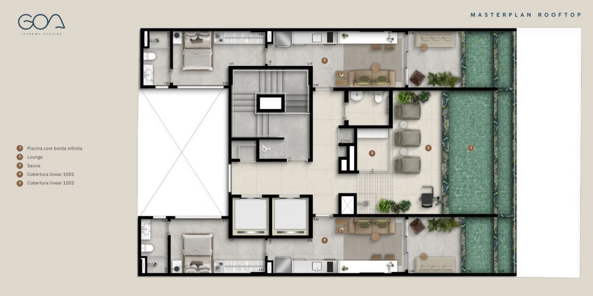 Mini market interno no Goa Ipanema Studios para comodidade dos moradores