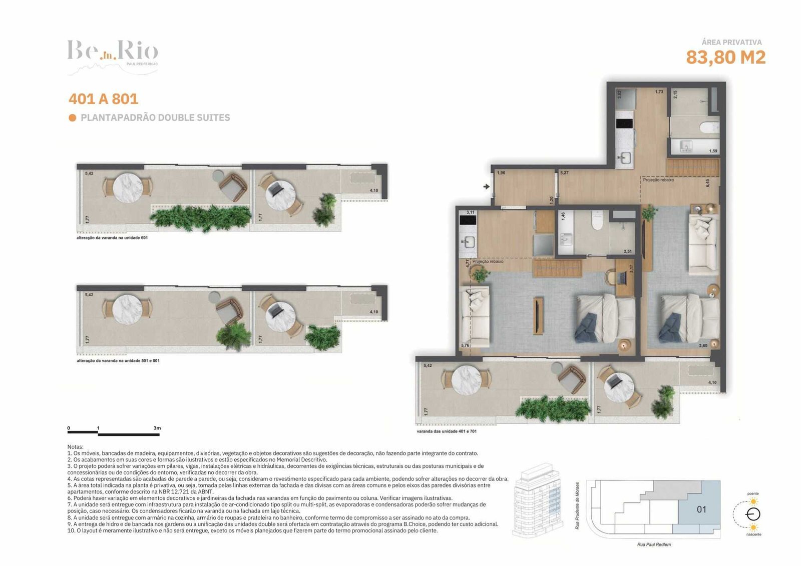 Planta detalhada Paul Redfern 40 Ipanema, mostrando a integração dos ambientes e áreas de convivência.