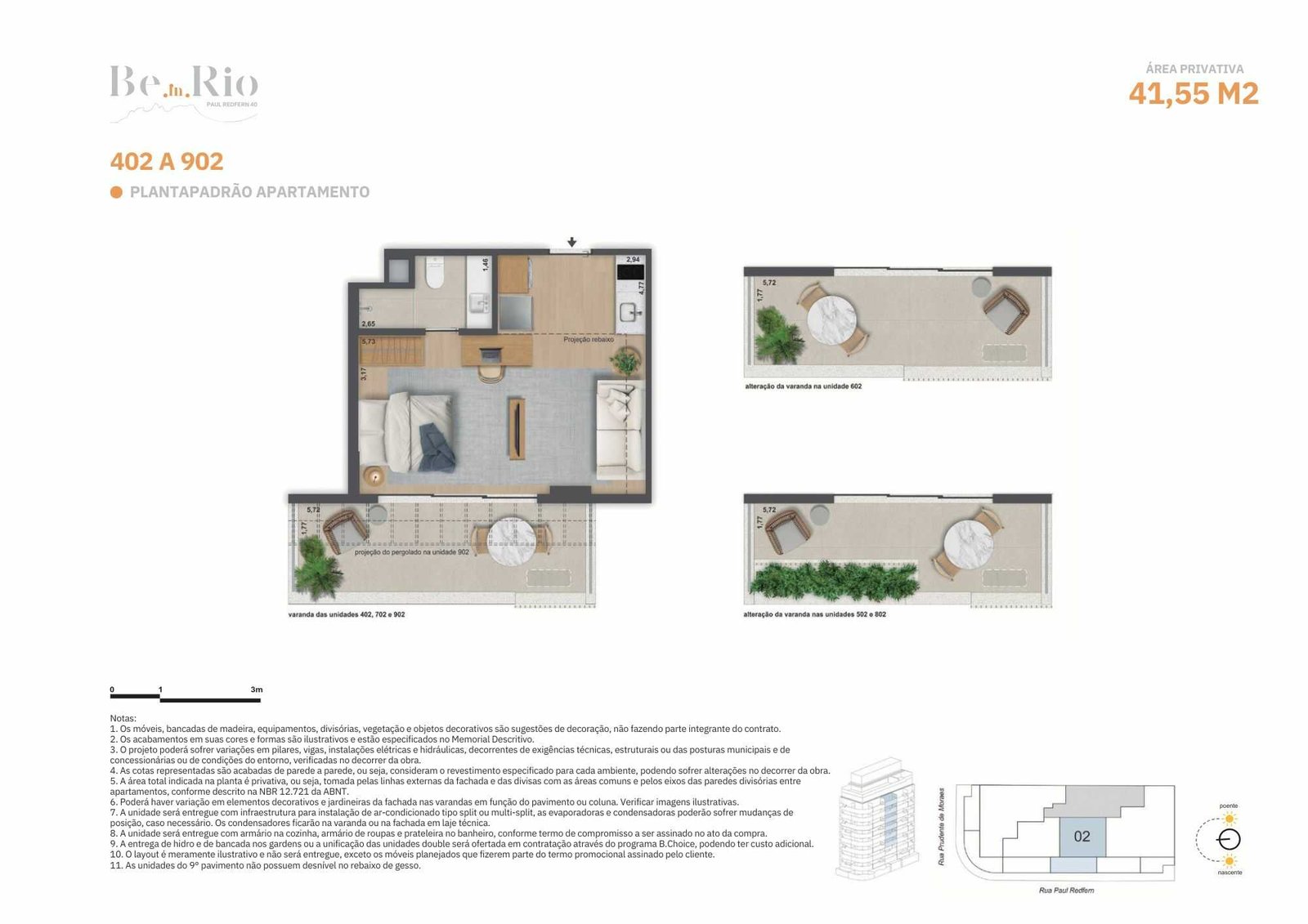 Planta residencial Be In Rio Paul Redfern 40, exemplo do equilíbrio entre conforto, elegância e funcionalidade.