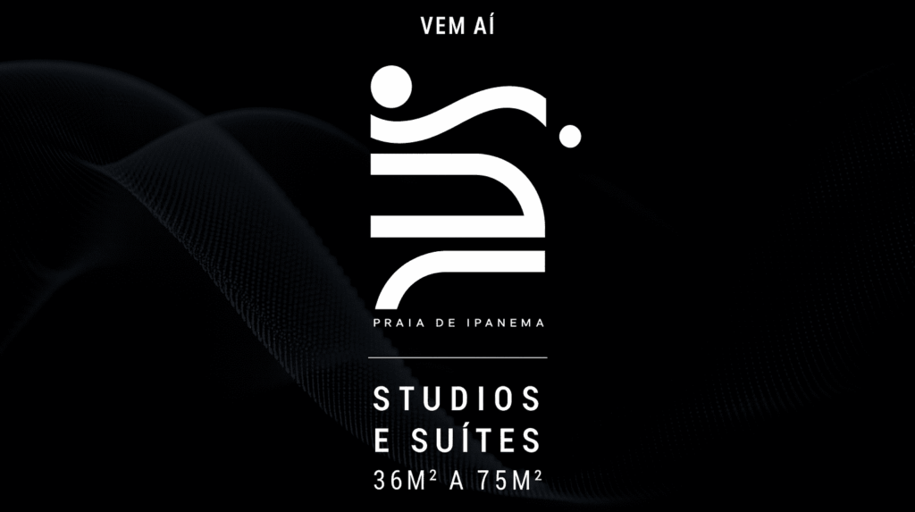 “Vem Aí – Praia de Ipanema” e da informação “Studios e Suítes de 36m² a 75m²”