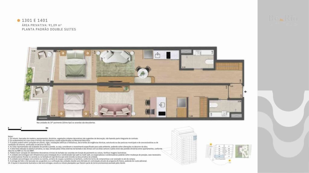 Be In Rio Praia Copacabana – Planta Double Suíte até 91 m²