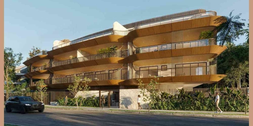 Fachada moderna do Panorama Jardim Oceânico com design assinado por Afonso Kuenerz, no coração da Barra da Tijuca