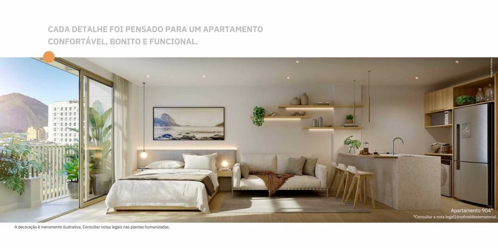 Área de lazer do Be In Rio Paul Redfern 40 com design moderno em Ipanema.