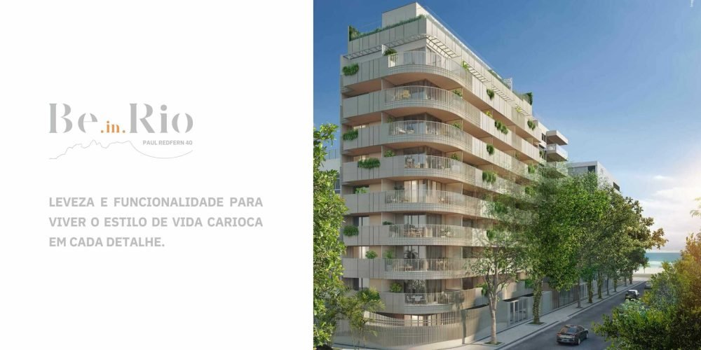 Fachada contemporânea do Be In Rio Paul Redfern 40, alto padrão em Ipanema.