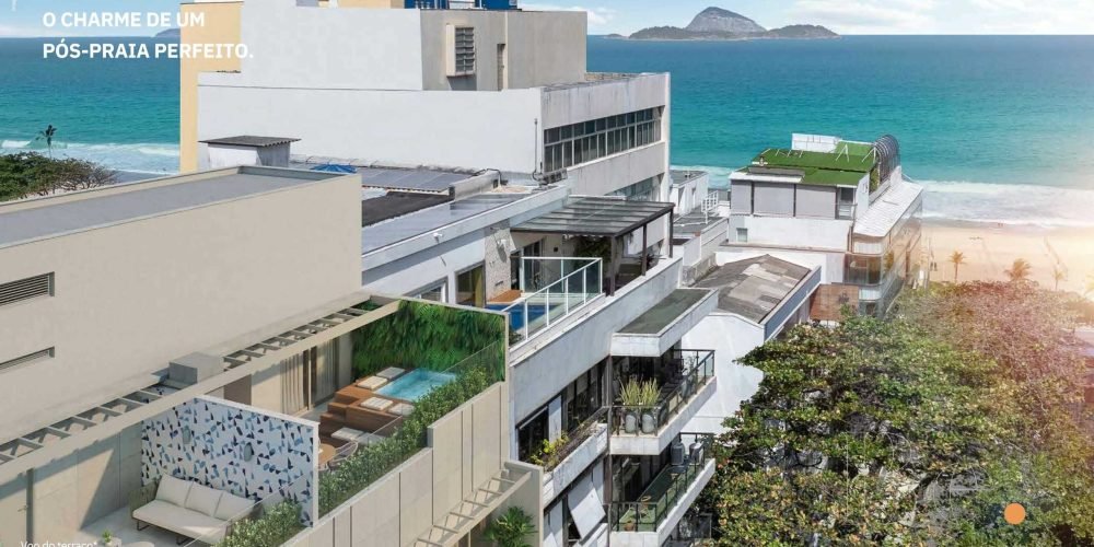 Vista aérea do Paul Redfern 40, novo lançamento residencial em Ipanema RJ.