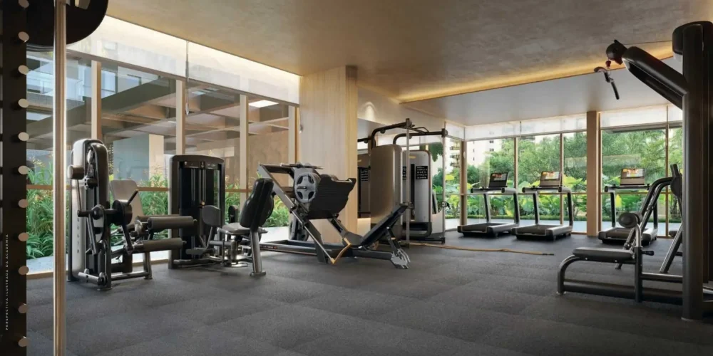 Espaço fitness completo no Gran Thai Península com equipamentos modernos.